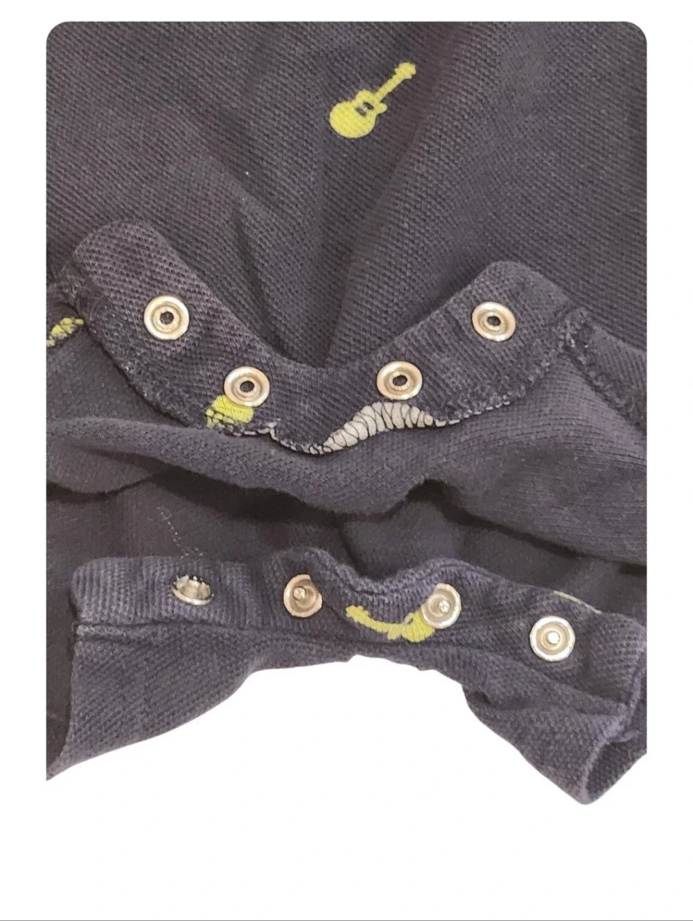 6 Month Carter’s Baby Boy Navy Guitar Print Polo Romper One Piece
